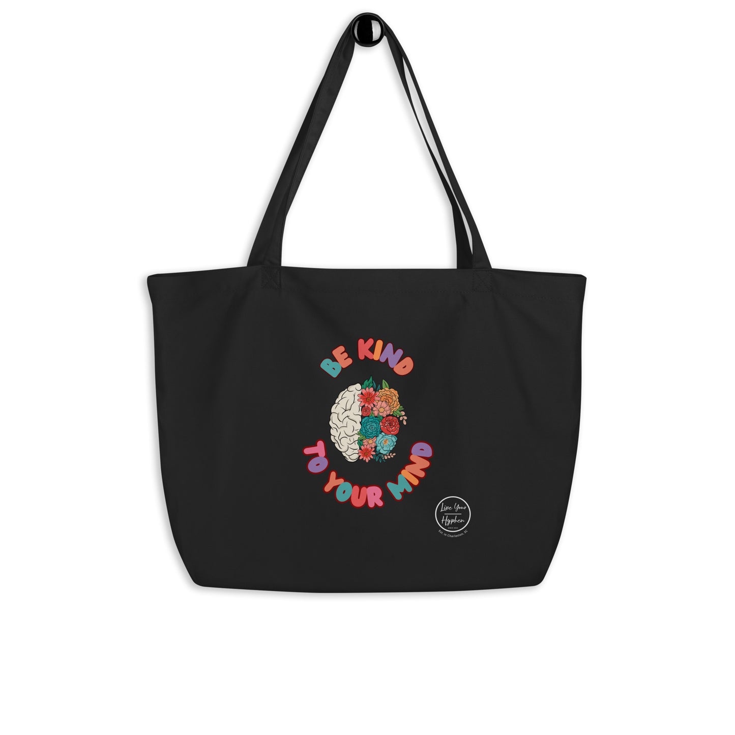 Large Organic Tote Bag Flower Mind