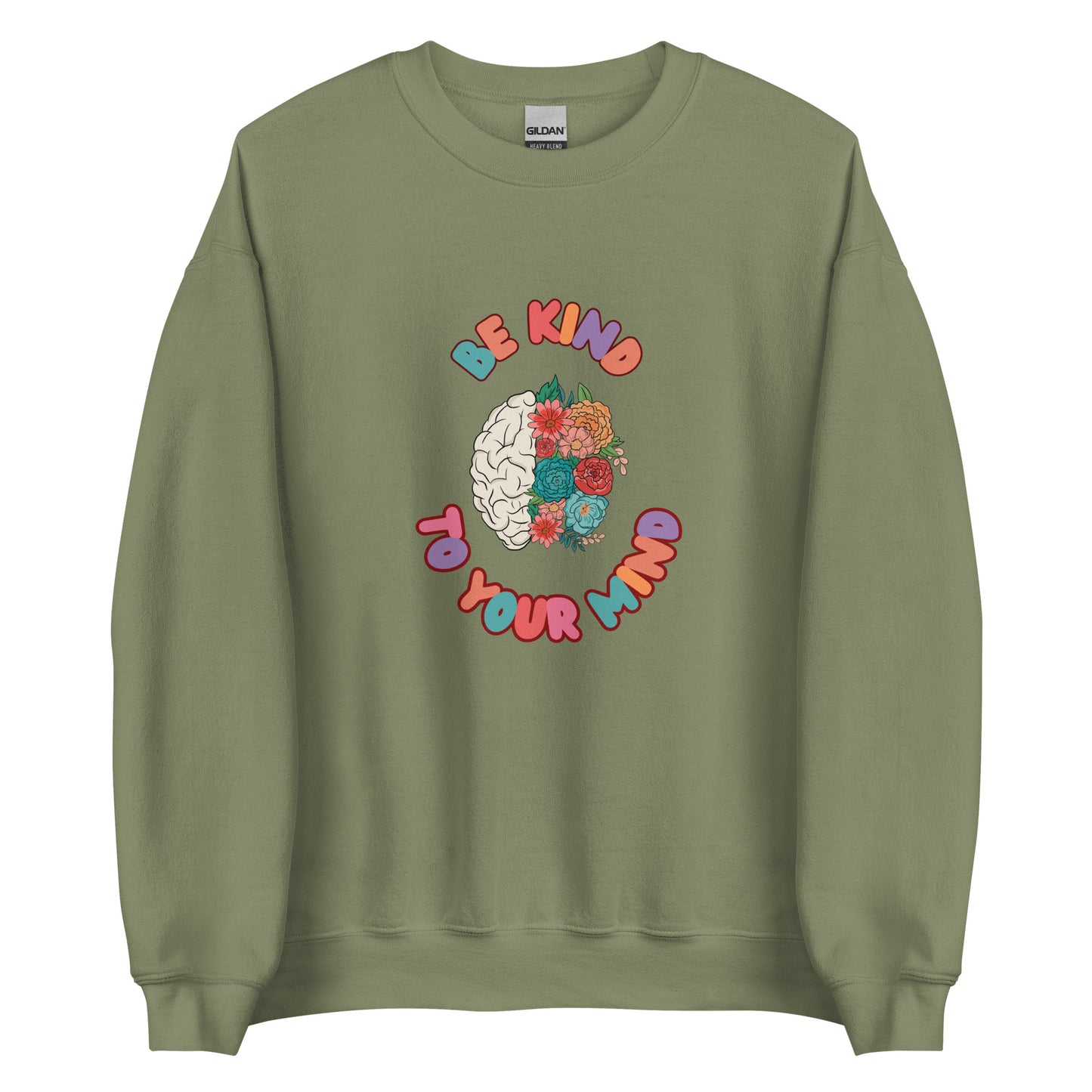 Gildan 18000 Unisex Sweatshirt Be Kind Flower Mind